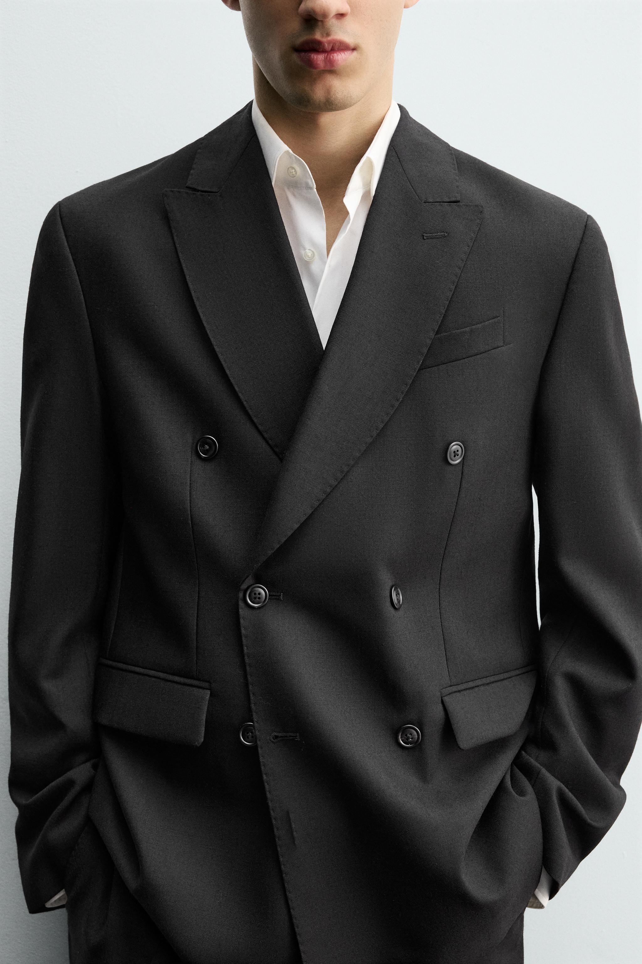 100% WOOL DOUBLE BREASTED SUIT BLAZER